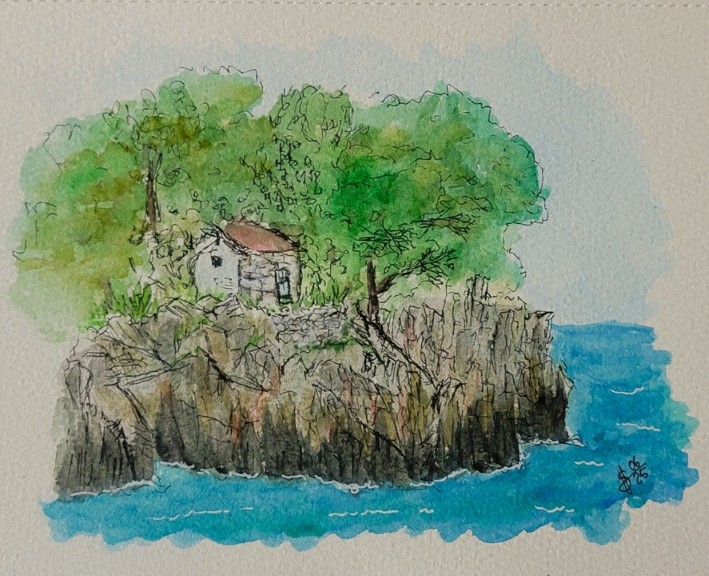 Vor der Überfahrt zur Insel Cres am Fährhafen Brestova